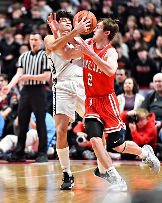 Central York vs. Parkland during PIAA Class 6A boys’ basketball championship action at Giant Center in Hershey, Saturday, March 23, 2024. Central York would win the game 53-51. (Dawn J. Sagert/The York Dispatch)
