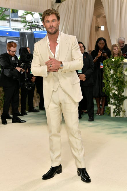 Chris Hemsworth attends The Metropolitan Museum of Art's Costume Institute benefit gala celebrating the opening of the "Sleeping Beauties: Reawakening Fashion" exhibition on Monday, May 6, 2024, in New York. (Photo by Evan Agostini/Invision/AP)