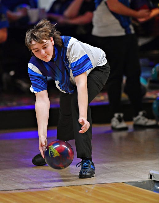 Spring Grove’s Kayden Beaverson during bowling action against Kennard-Dale at Colony Park Lanes North in York City, Tuesday, Jan. 23, 2024. (Dawn J. Sagert/The York Dispatch)