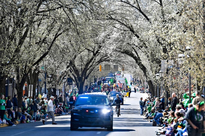 The 38th Annual York St. Patrick’s Day Parade makes it’s way east on Market Street in York City, Saturday, March 16, 2024. (Dawn J. Sagert/The York Dispatch)