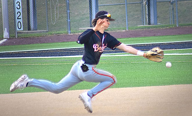Northeastern's Nate Moser makes a play at third base during a York-Adams Division I baseball game against Red Lion on Wednesday, April 10, 2024, at Red Lion High School. The Lions rallied from a slow start to win, 7-2.