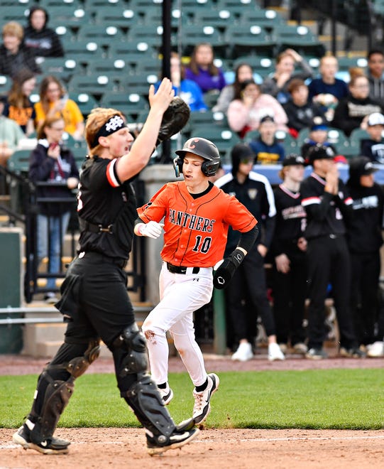 Central York vs. South Western during the Crushing Cancer baseball fundraising event at WellSpan Park in York City, Friday, April 12, 2024. South Western would win the game 7-2. (Dawn J. Sagert/The York Dispatch)