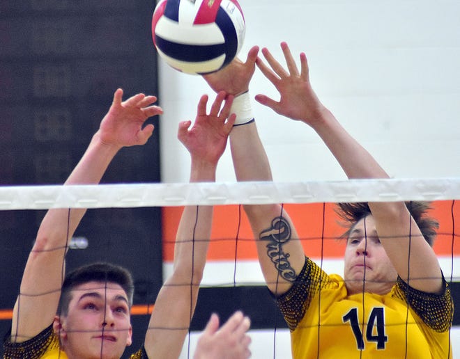 Red Lion takes on York Suburban during York-Adams League boys' volleyball action Wednesday, April 17, 2024, at York Suburban High School. The visiting Lions earned a 3-0 sweep of the Trojans.