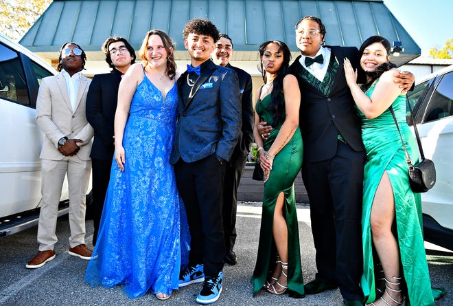 Students and their guests arrive for the York County School of Technology prom at Wisehaven Event Center in Windsor Township, Friday, April 26, 2024. (Dawn J. Sagert/The York Dispatch)